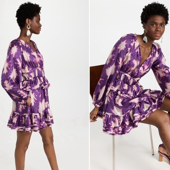 Ulla Johnson Emery Silk Tiered Ruffle Dress 10 - Picture 2 of 8